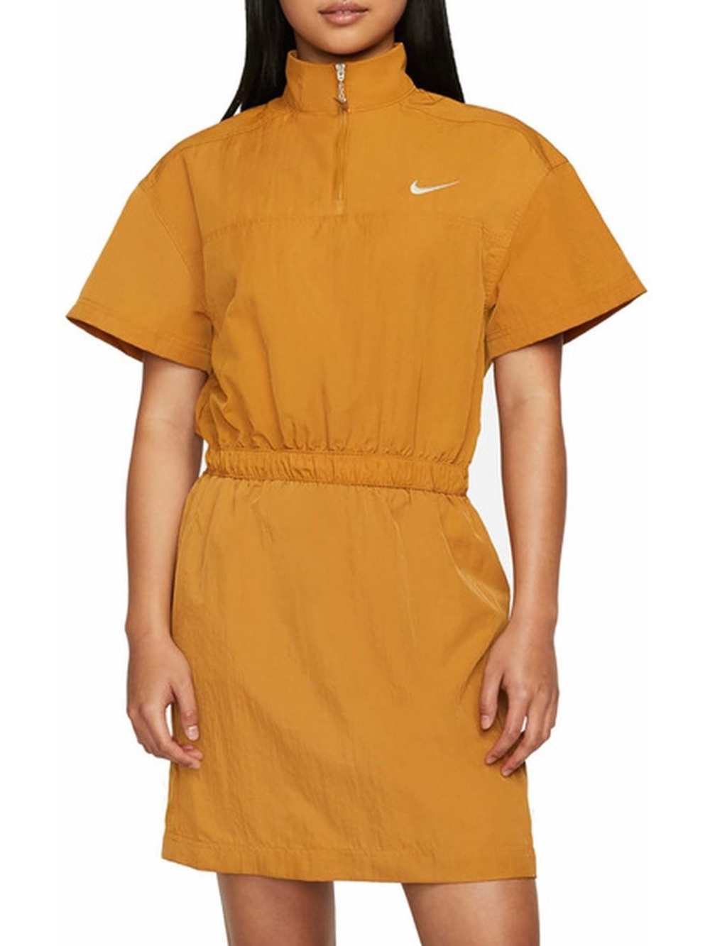Nike Women’s XS Desert Ochre Sportswear Swoosh Woven 1/4 Zip Dress DM6197-010